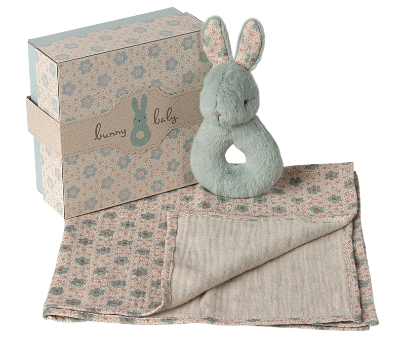 Rabbit rattle set - Mint
