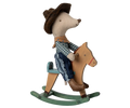 Cowboy mouse on rocking horse, Little brother