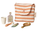 Tooth brush set in bag, Mouse - Coral stripe